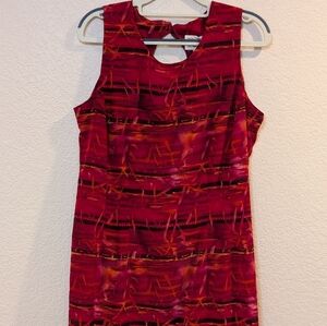 R&K Originals Vintage Sleeveless Red Abstract Print Midi Dress Size 10